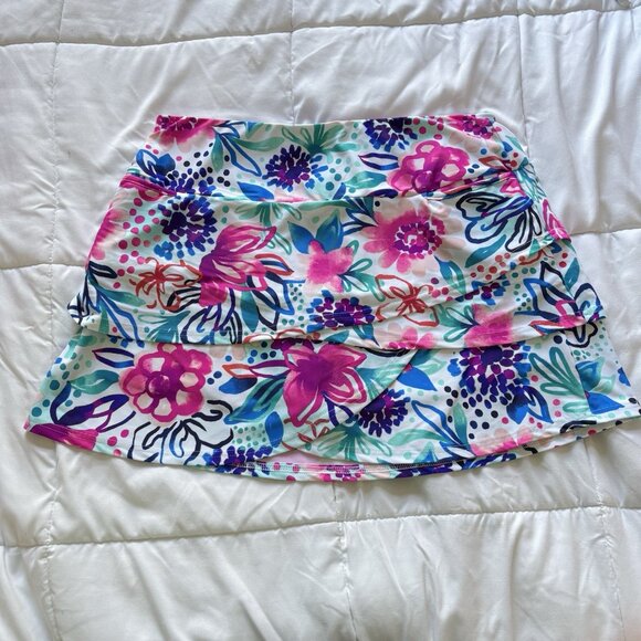 Aryeh Golf Skort Skirt Pink Floral Pull On Stretch Womens Size XL Pockets - Picture 1 of 9